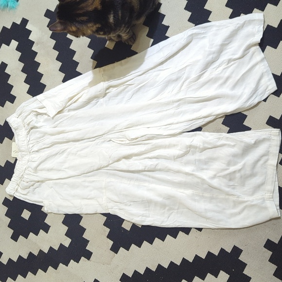 ******"SOLD*******NWT Free People white linen blend wide leg croppe - Picture 6 of 11